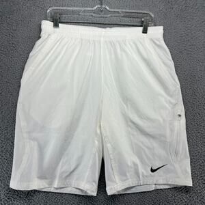 Nike Shorts Men's medium White Black Court Flex Tennis Woven Performance Workout